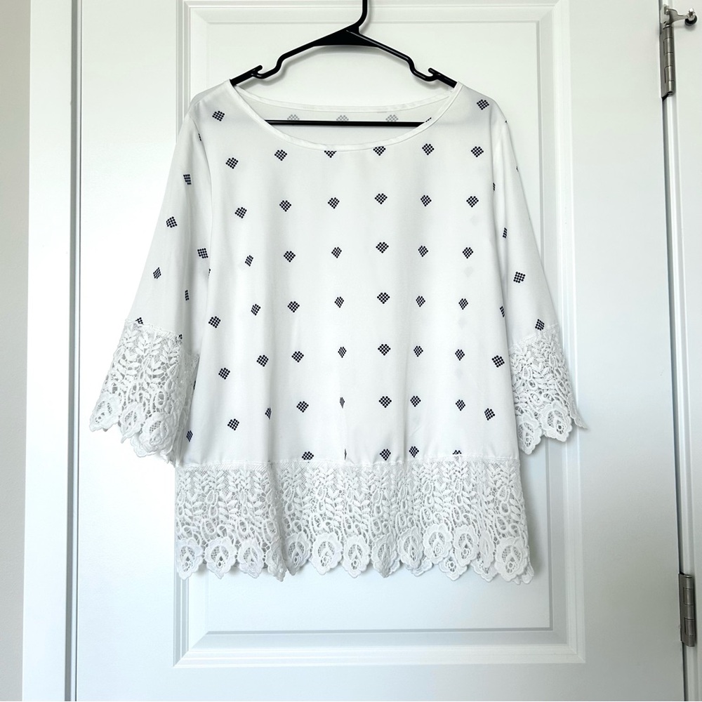 SHEIN Emory Rose Ladies Patchwork Lace Blouse